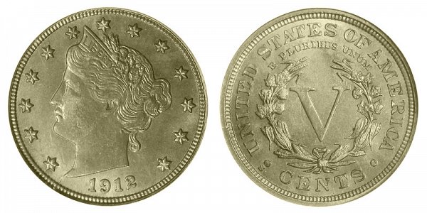 1912 S Liberty Head V Nickel