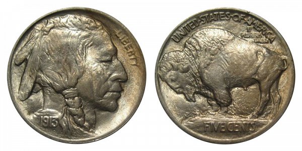 1913 Mound Type 1 Indian Head Buffalo Nickel