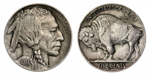 1914 D Indian Head Buffalo Nickel