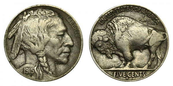 1915 S Indian Head Buffalo Nickel