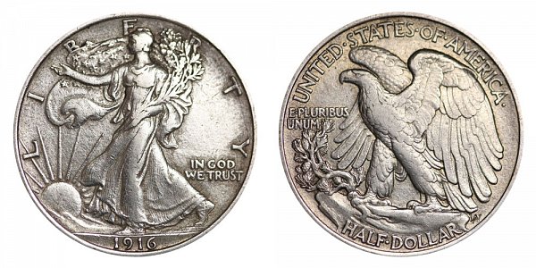 1916 Walking Liberty Silver Half Dollar