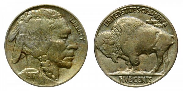 1917 D Indian Head Buffalo Nickel