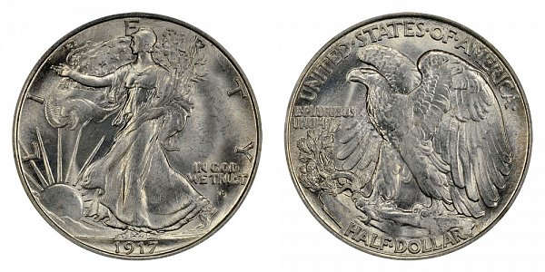 1917 D Walking Liberty Silver Half Dollar - Obverse Mint Mark