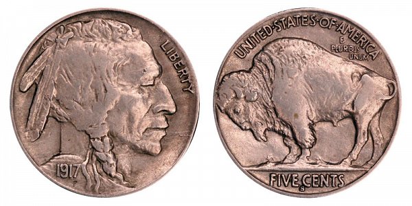 1917 S Indian Head Buffalo Nickel