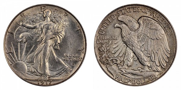 1917 S Walking Liberty Silver Half Dollar - Obverse Mint Mark