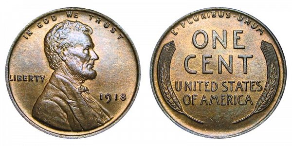 1918 Lincoln Wheat Cent Penny