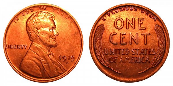 1919 D Lincoln Wheat Cent Penny