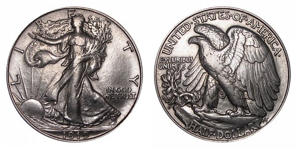 1919 D Walking Liberty Silver Half Dollar