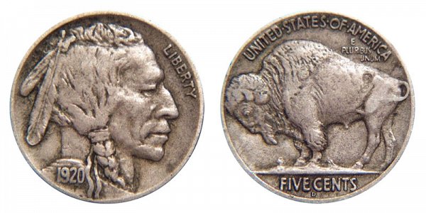 1920 D Indian Head Buffalo Nickel