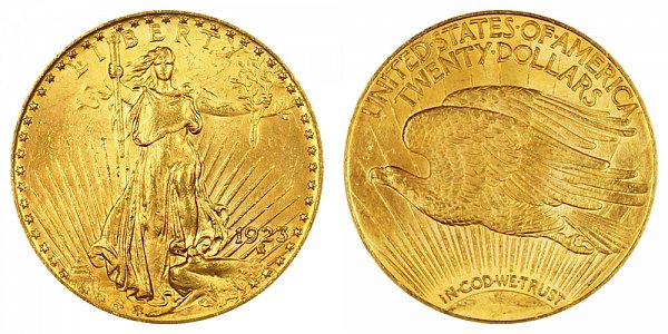 1923 Saint Gaudens $20 Gold Double Eagle - Twenty Dollars 