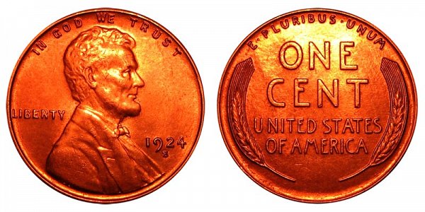 1924 S Lincoln Wheat Cent Penny