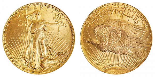 1924 S Saint Gaudens $20 Gold Double Eagle - Twenty Dollars 