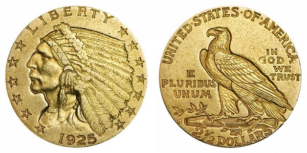 1925 D Indian Head $2.50 Gold Quarter Eagle - 2 1/2 Dollars 