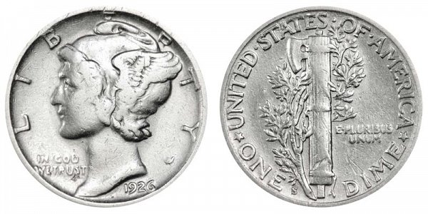 1926 S Silver Mercury Dime