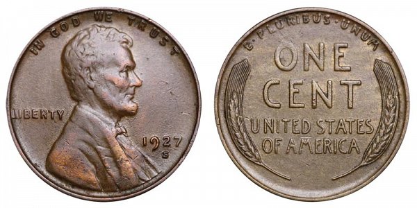 1927 S Lincoln Wheat Cent Penny