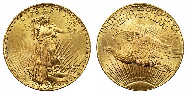 1927 Saint Gaudens $20 Gold Double Eagle - Twenty Dollars 