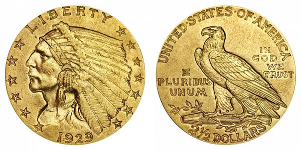 1929 Indian Head $2.50 Gold Quarter Eagle - 2 1/2 Dollars