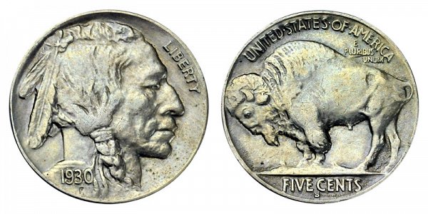 1930 S Indian Head Buffalo Nickel