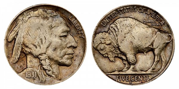 1931 S Indian Head Buffalo Nickel