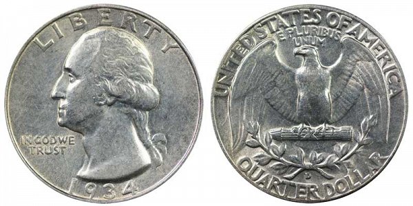 1934 D Washington Silver Quarter