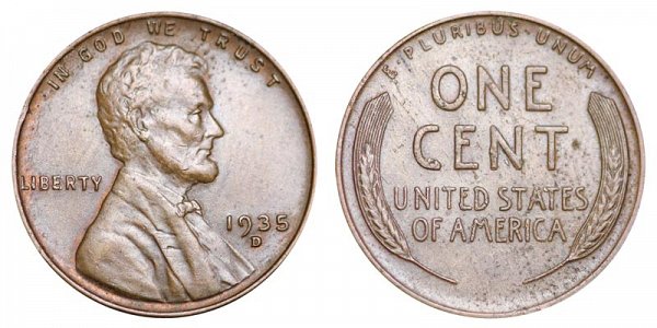 1935 D Lincoln Wheat Cent Penny