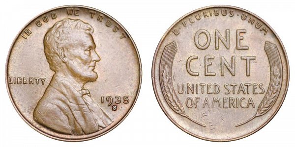 1935 S Lincoln Wheat Cent Penny