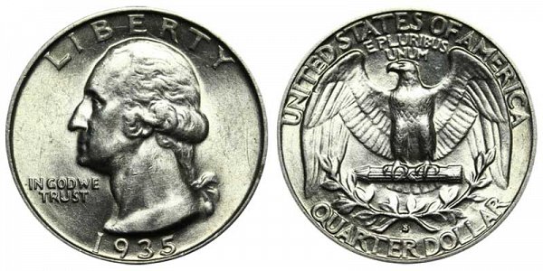 1935 S Washington Silver Quarter