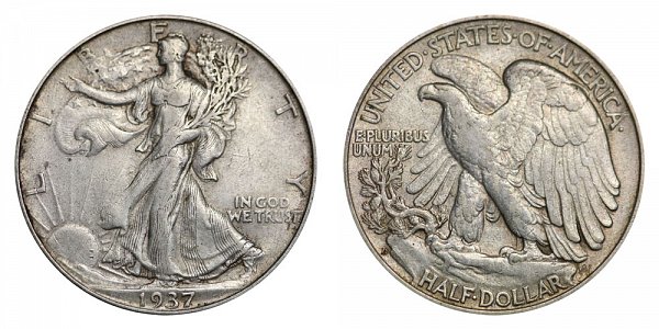 1937 D Walking Liberty Silver Half Dollar 