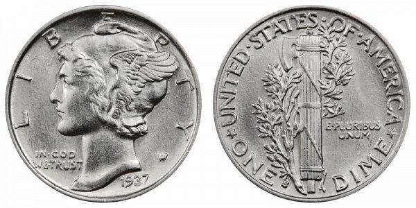 1937 S Silver Mercury Dime