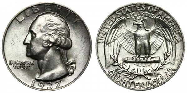 1937 S Washington Silver Quarter
