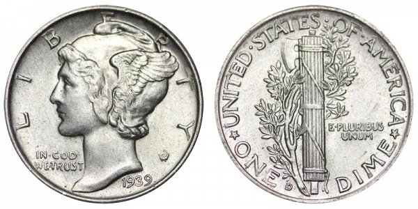1939 D Silver Mercury Dime
