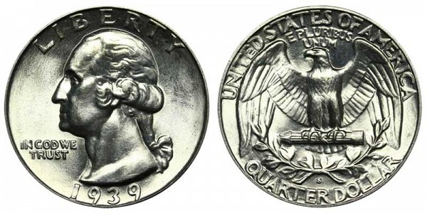 1939 S Washington Silver Quarter