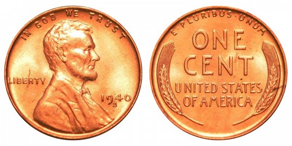 1940 S Lincoln Wheat Cent Penny