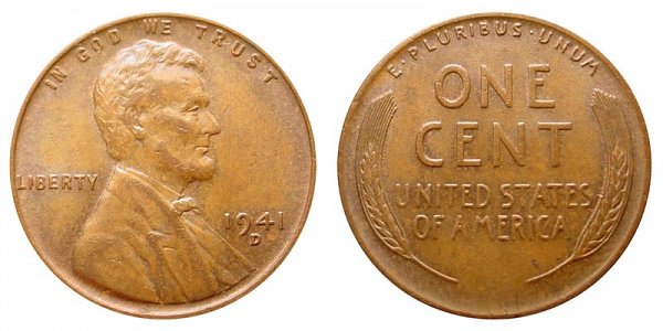 1941 D Lincoln Wheat Cent Penny