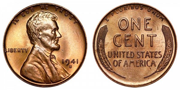 1941 S Lincoln Wheat Cent Penny