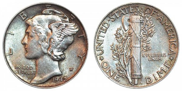 1942 Silver Mercury Dime