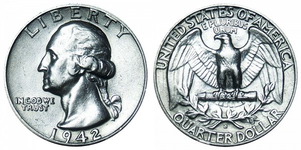 1942 S Washington Silver Quarter