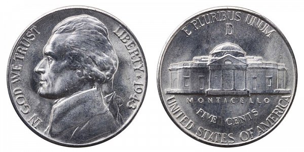 1943 D Wartime Jefferson Nickel - Silver War Nickel