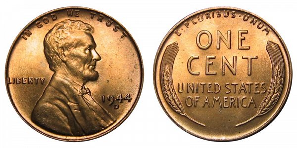 1944 D Lincoln Wheat Cent Penny