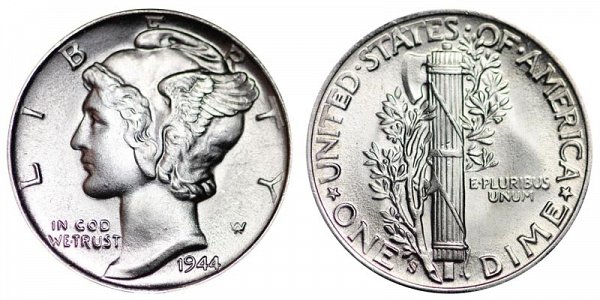 1944 S Silver Mercury Dime