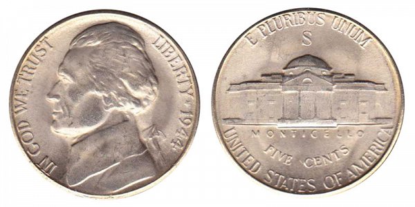 1944 S Wartime Jefferson Nickel - Silver War Nickel