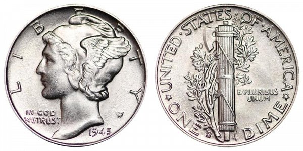 1945 S Silver Mercury Dime