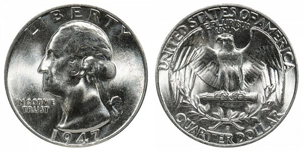 1947 D Washington Silver Quarter 