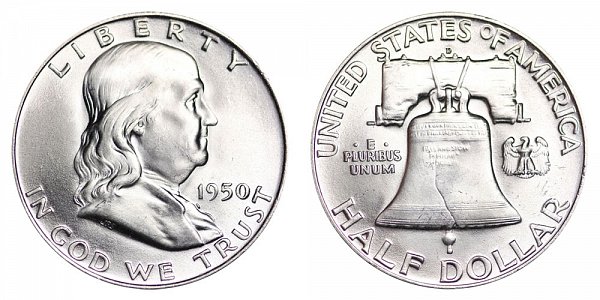 1950 D Franklin Silver Half Dollar