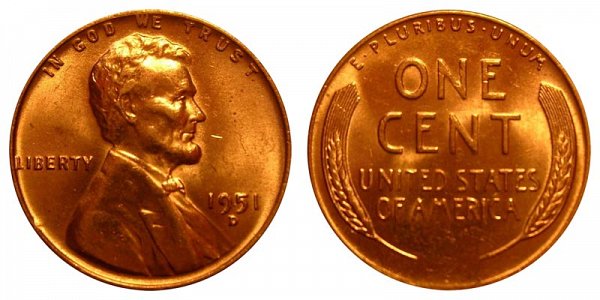 1951 D Lincoln Wheat Cent Penny