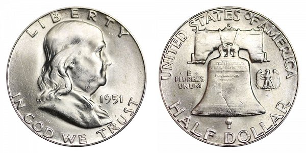 1951 S Franklin Silver Half Dollar