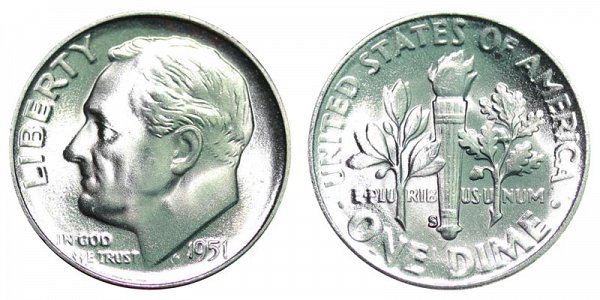 1951 S Silver Roosevelt Dime