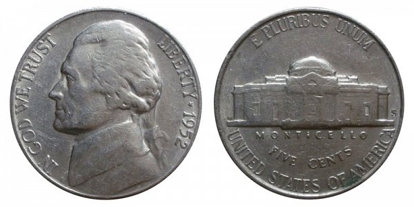 1952 S Jefferson Nickel
