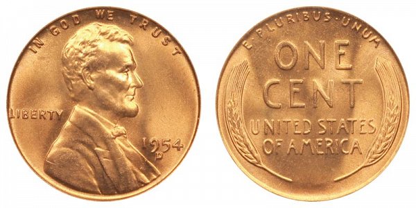 1954 D Lincoln Wheat Cent Penny
