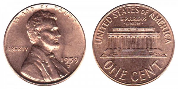 1959 D Lincoln Memorial Cent Penny